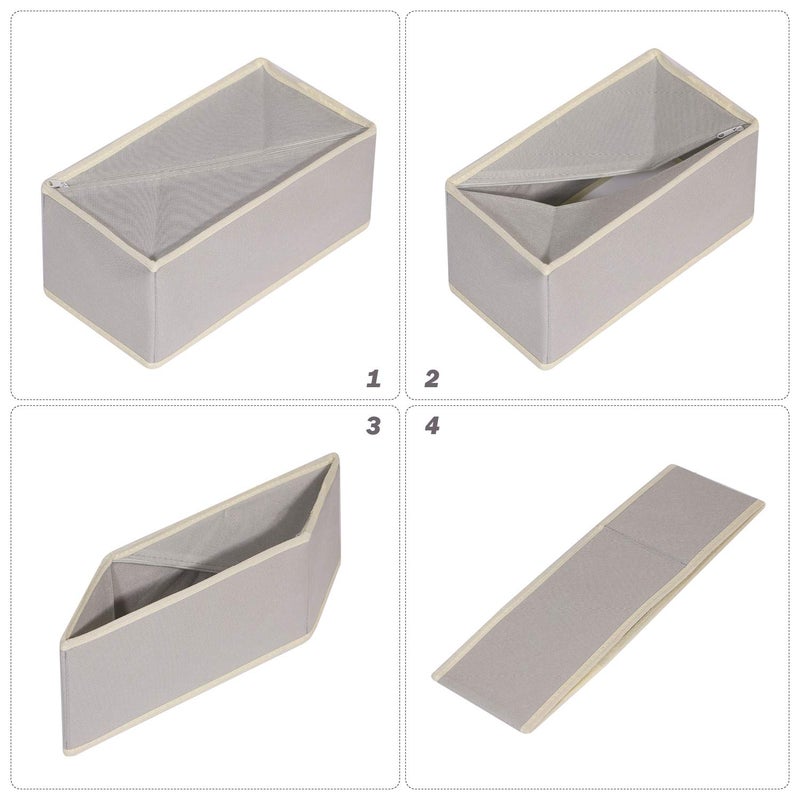TENABORT Set of 12 Foldable Drawer Organizer Dividers Cloth Storage Box Closet Dresser Organizer Cube Fabric Containers Basket Bins for Underwear Bras Socks Panties Lingeries Nursery Baby Clothes Grey NN246 - Image 3
